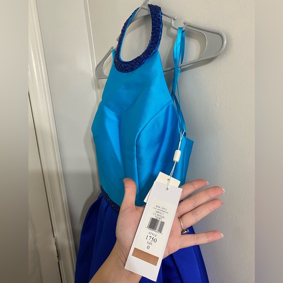 COLORS DRESS Short Royal Blue Color Block Gown Size 0 - Picture 6 of 14